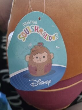 Disney Abu Squishmallows Plush - Teal Tag, Brown Body, Maroon Accents